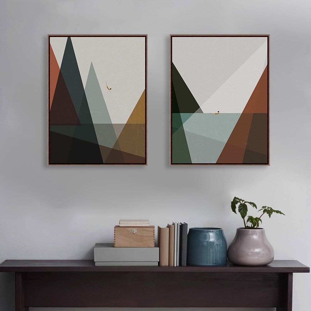 Abstract Minimalist Landscape Sea Mountain A4 Wall Art Art In Mountain Wall Art (View 8 of 15)