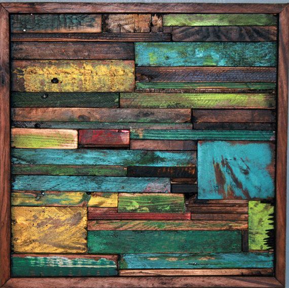 Abstract Painting On Wood Reclaimed Wood Sculpture Wall Within Abstract Wood Wall Art (View 15 of 15)