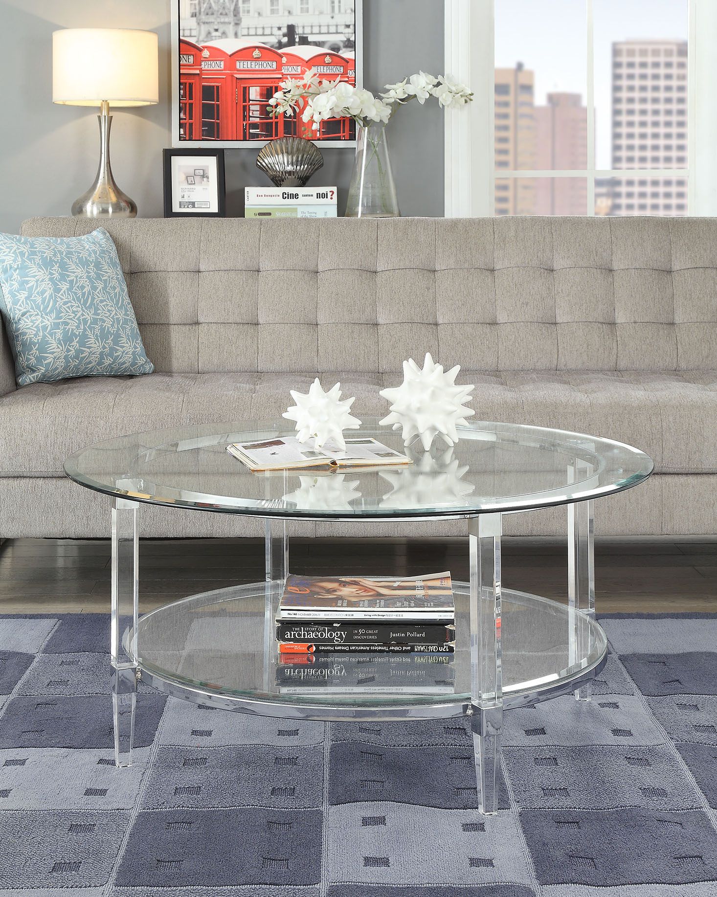 Acme Polyanthus Oval Coffee Table In Clear Acrylic And With Clear Acrylic Coffee Tables (Photo 4 of 15)