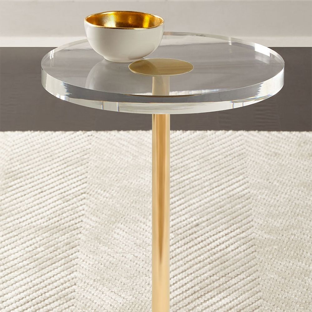 Acrylic Round Side Table Clear Stylish End Table Stainless Within Gold And Clear Acrylic Side Tables (View 1 of 15)