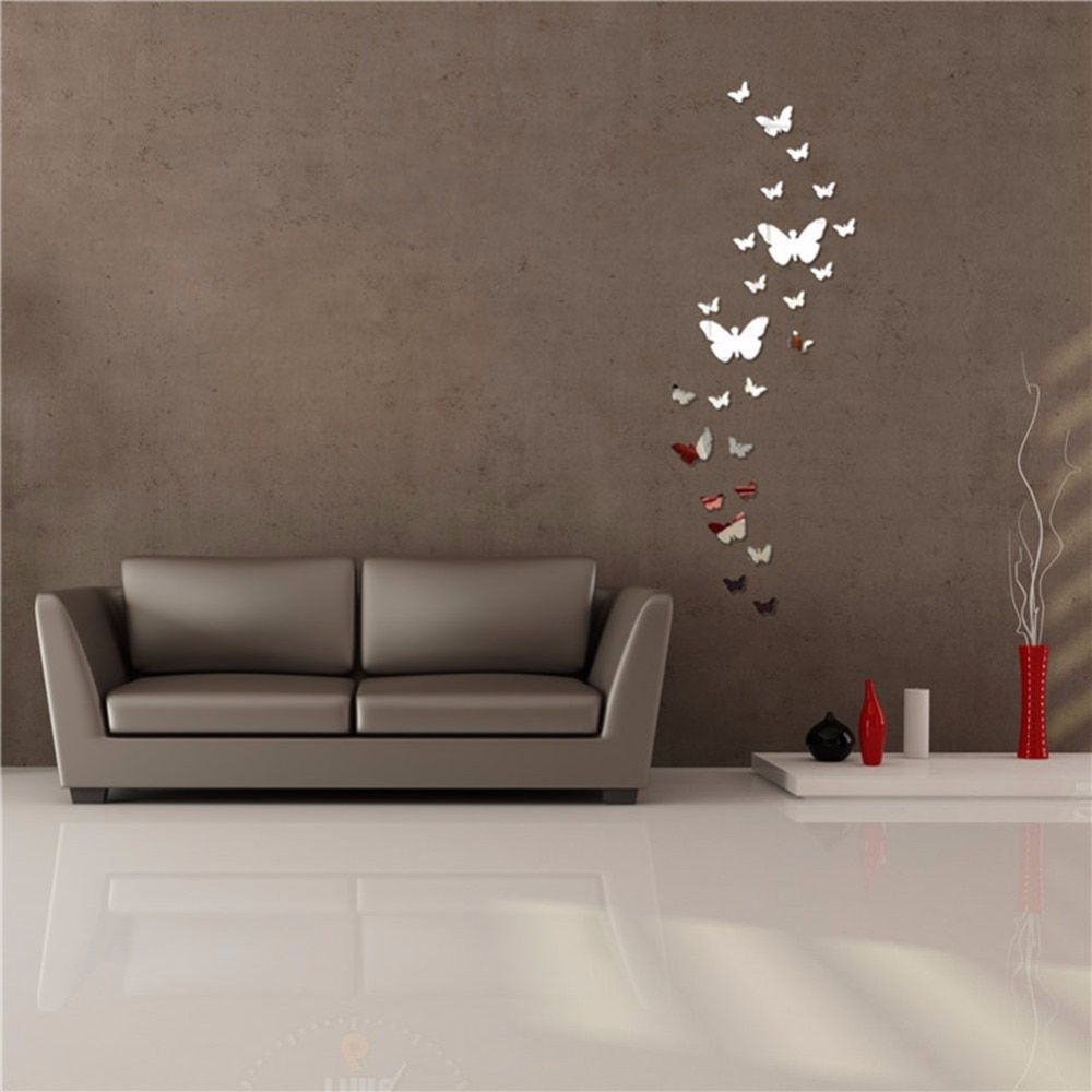 Aliexpress : Buy 3d Mirror Butterfly Wall Posters Pertaining To Stripes Wall Art (View 9 of 15)