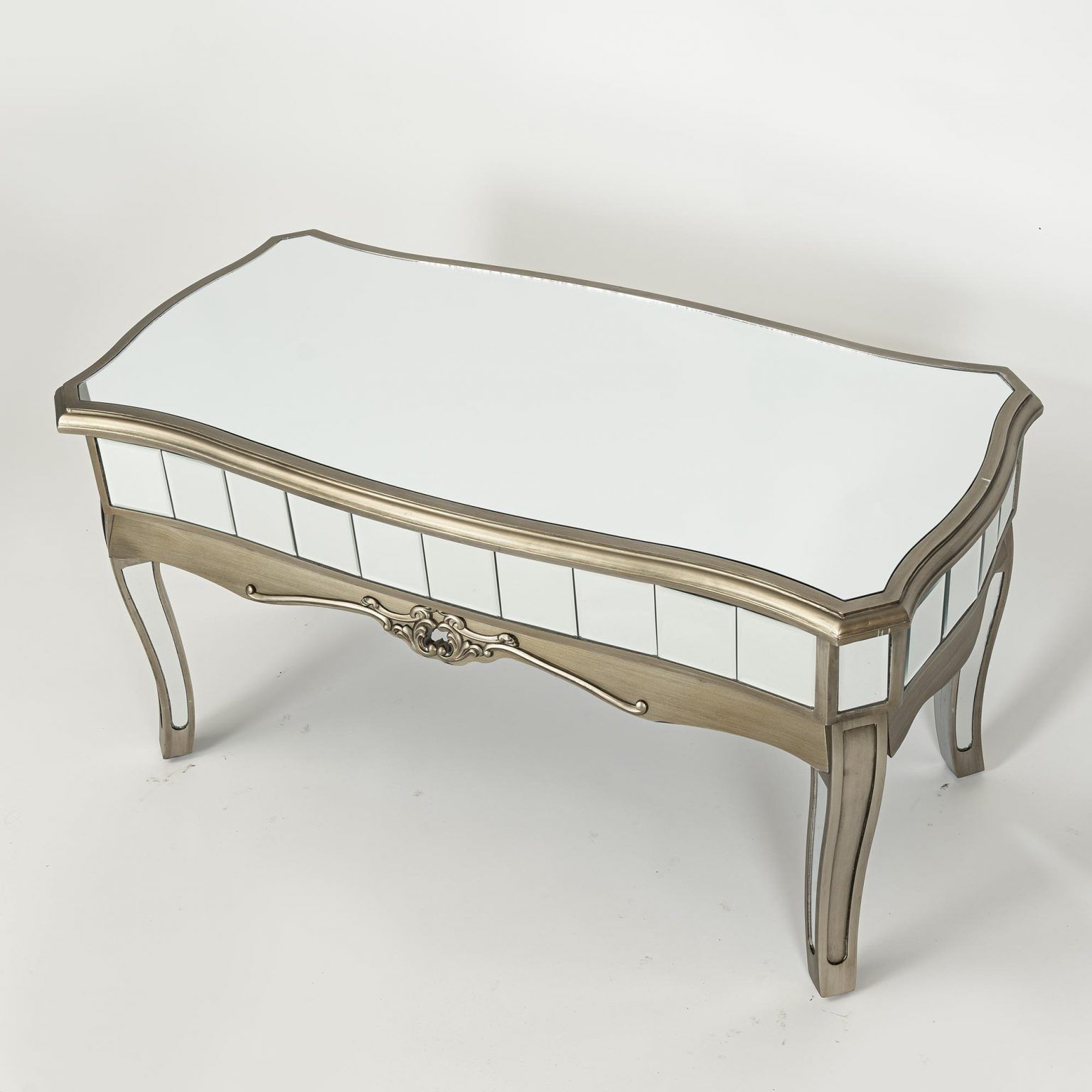 Annabelle Mirrored Coffee Table – Antique Silver – Sparkle Within Antique Silver Metal Coffee Tables (Photo 5 of 15)