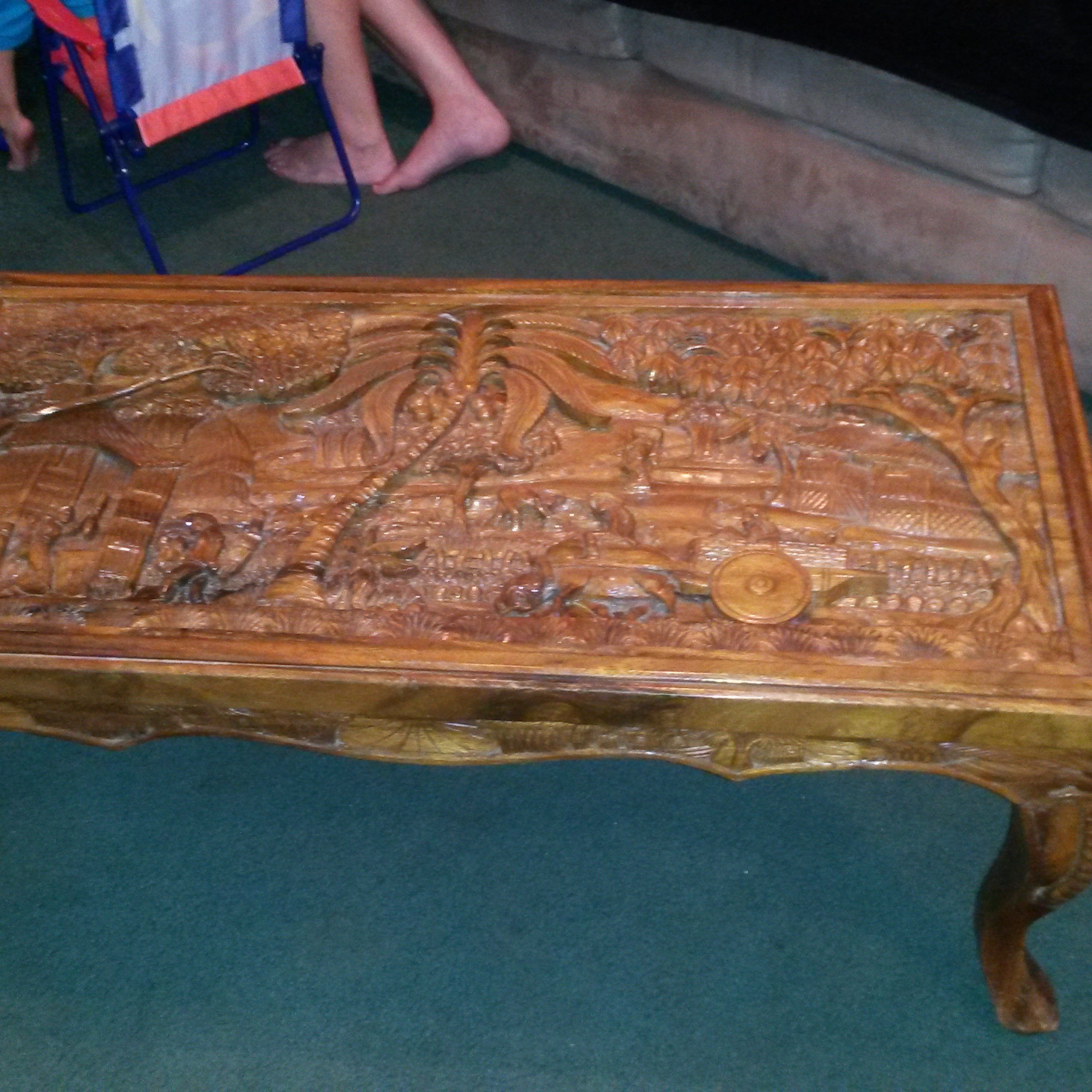 Antique Hand Carved Coffee Table Antique Appraisal Inside Antique Blue Wood And Gold Coffee Tables (View 5 of 15)