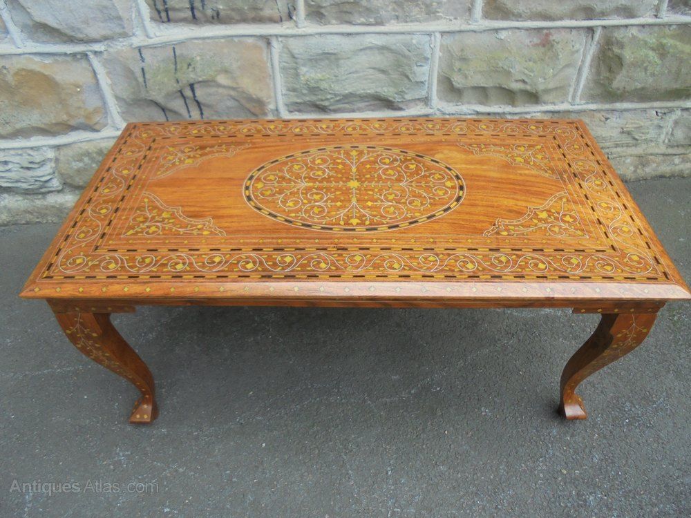 Antique Inlaid Anglo Indian Coffee Table – Antiques Atlas Intended For Vintage Coal Coffee Tables (View 11 of 15)