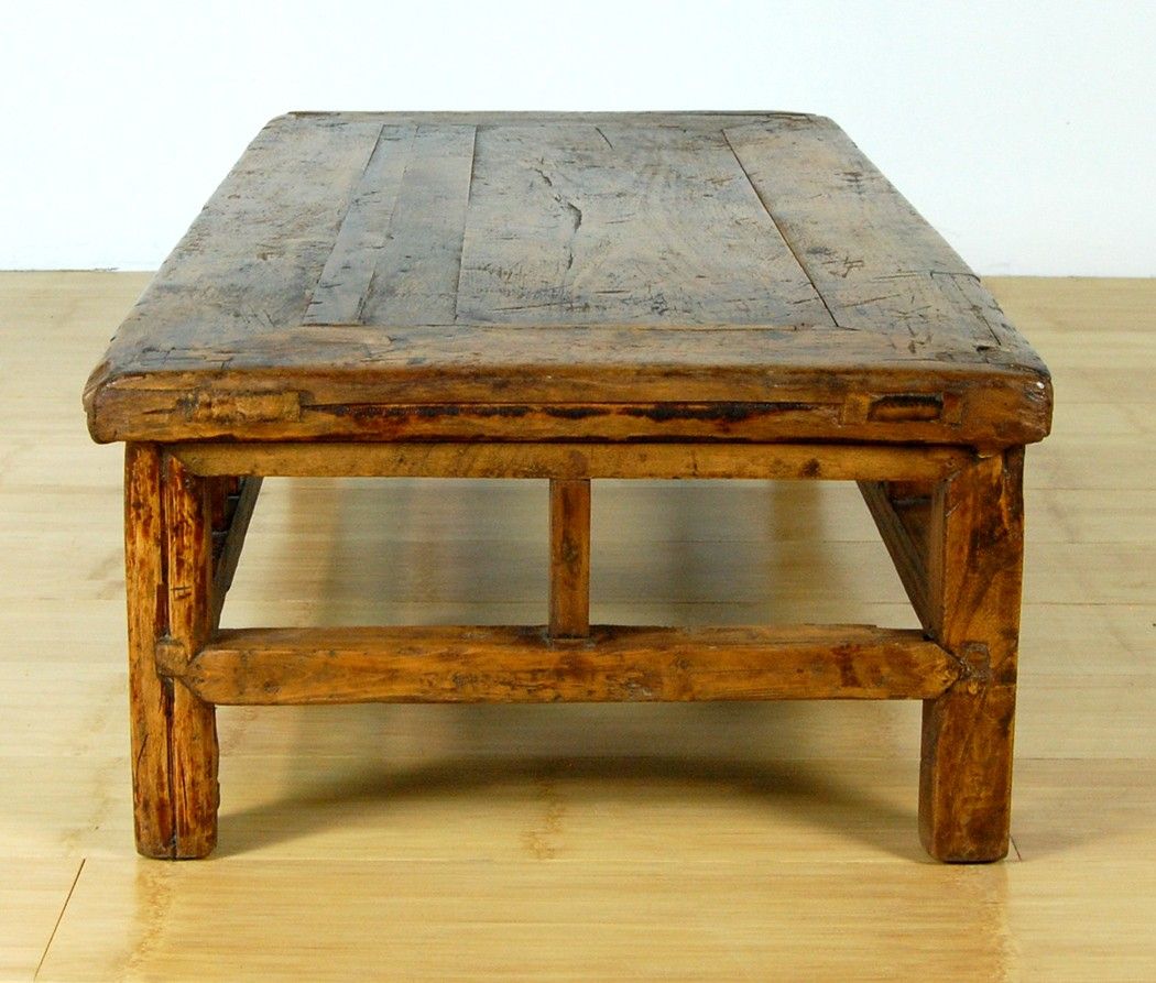 Antique Rustic Coffee Table Wood Stand Altar Display Within Antique Blue Wood And Gold Coffee Tables (View 4 of 15)