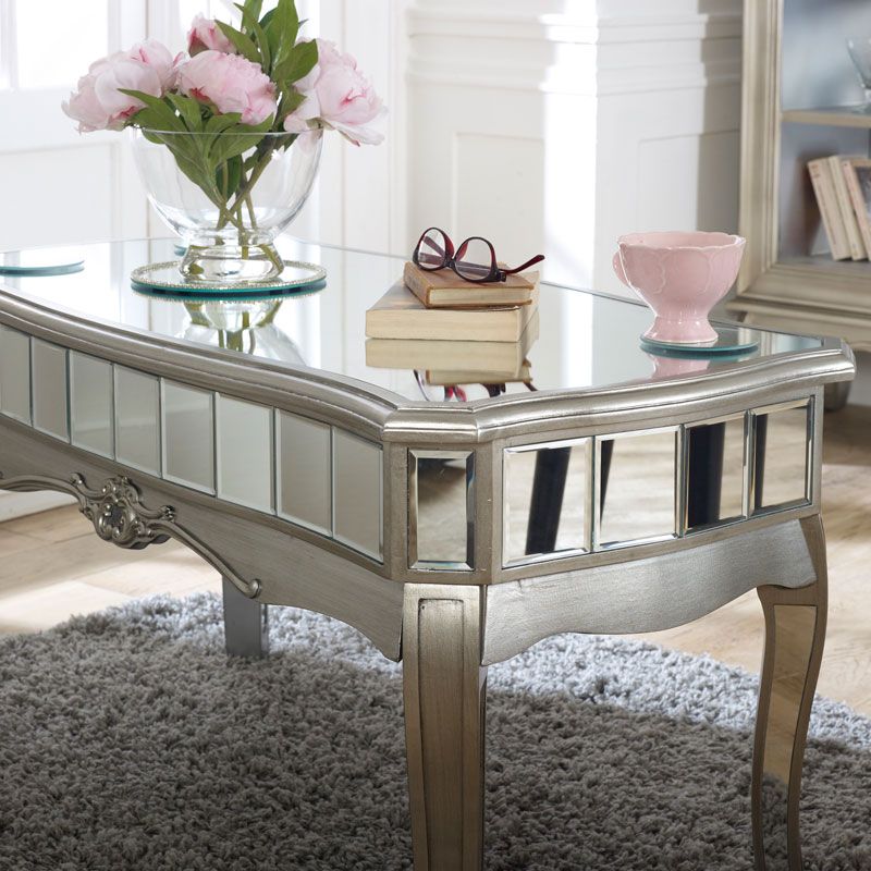 Antique Silver Mirrored Coffee Table – Tiffany Range For Mirrored Modern Coffee Tables (View 4 of 15)