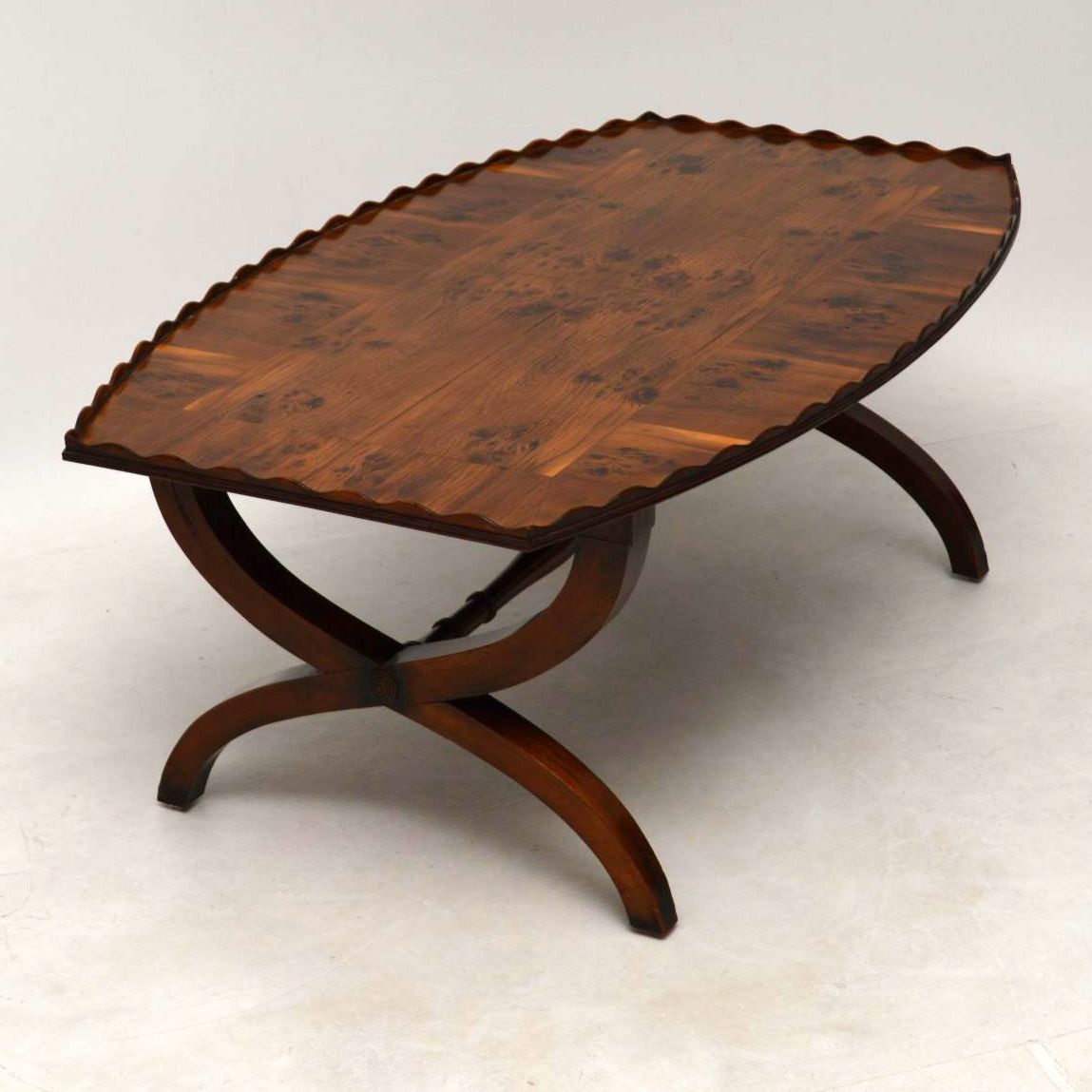 Antique Yew Wood & Oyster Veneer Coffee Table | Interior For Wood Veneer Coffee Tables (View 4 of 15)