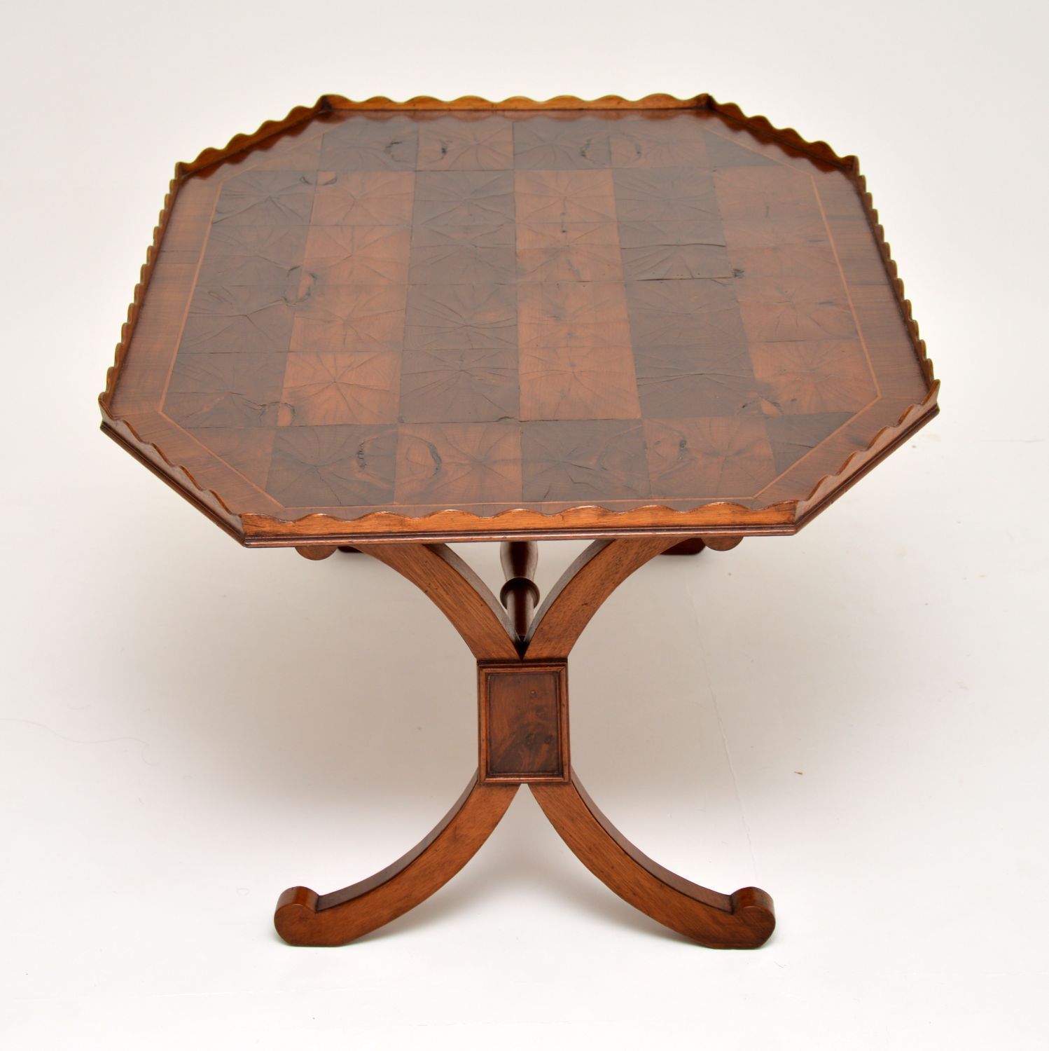 Antique Yew Wood Oyster Veneer Coffee Table – Marylebone With Wood Veneer Coffee Tables (View 1 of 15)