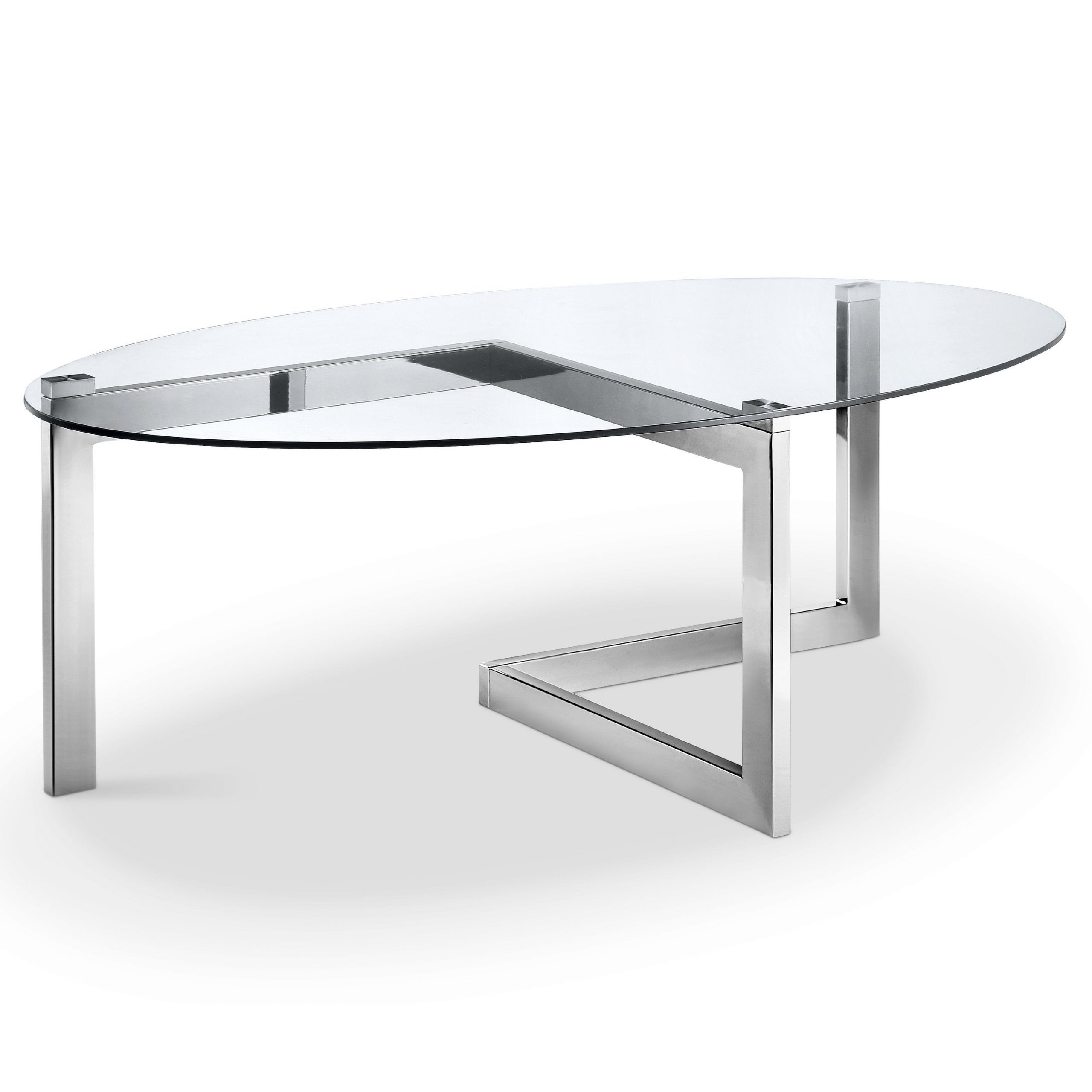 Aries Modern Chrome And Glass Top Oval Cocktail Table Regarding Chrome And Glass Modern Coffee Tables (View 2 of 15)
