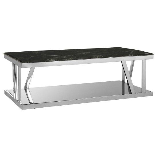 Aruna Black Marble Top Coffee Table With Stainless Steel Pertaining To Black Metal And Marble Coffee Tables (View 14 of 15)
