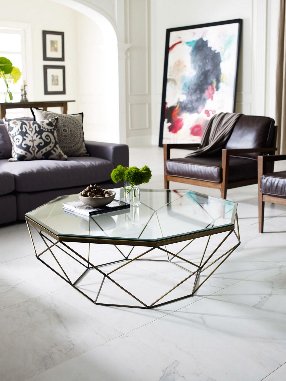 Arvid Geometric Coffee Table Antique Brass – Coffee Tables Intended For Geometric Coffee Tables (View 3 of 15)