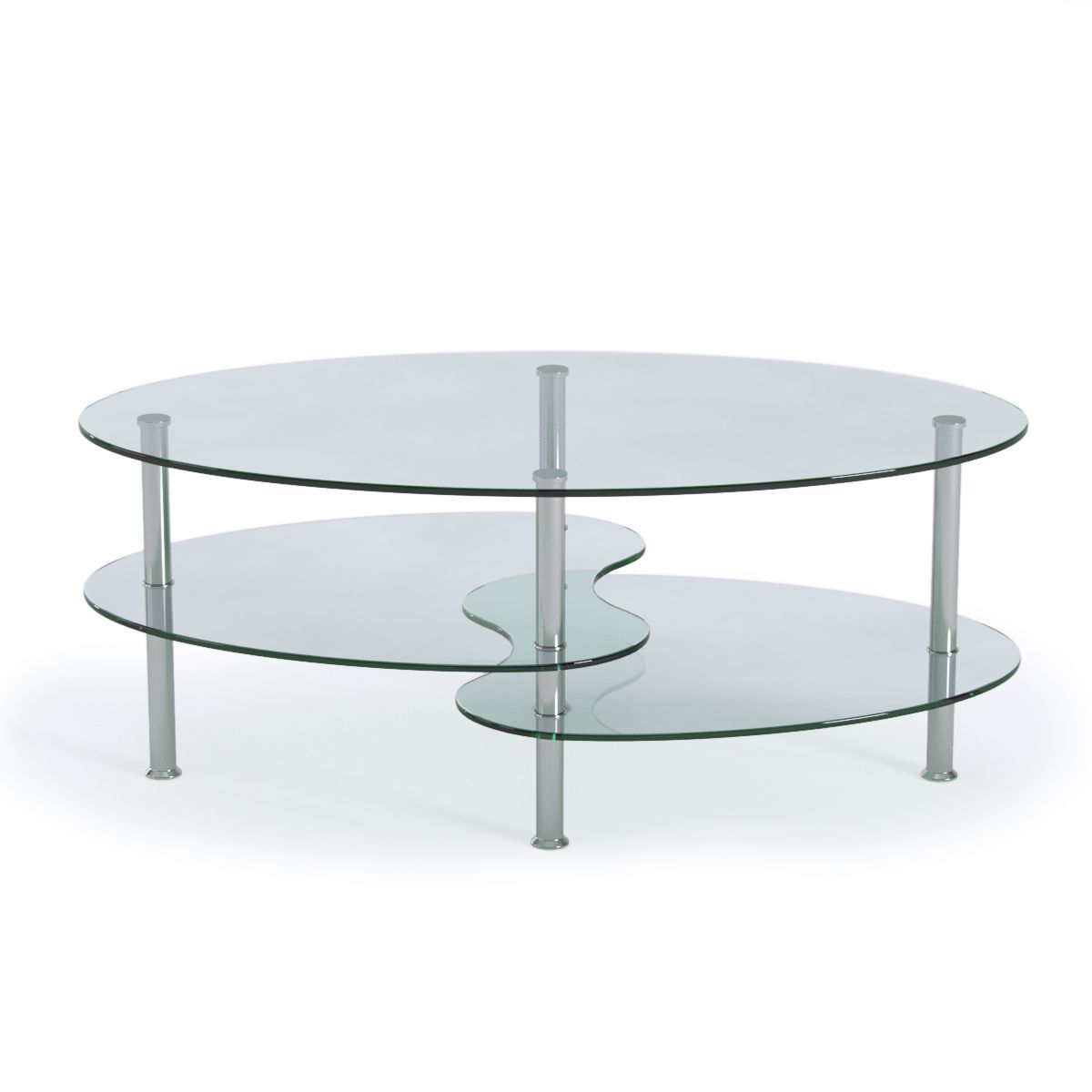 Ashley 38 Inch Oval Two Tier Clear Glass Coffee Table Throughout Clear Glass Top Cocktail Tables (View 3 of 15)