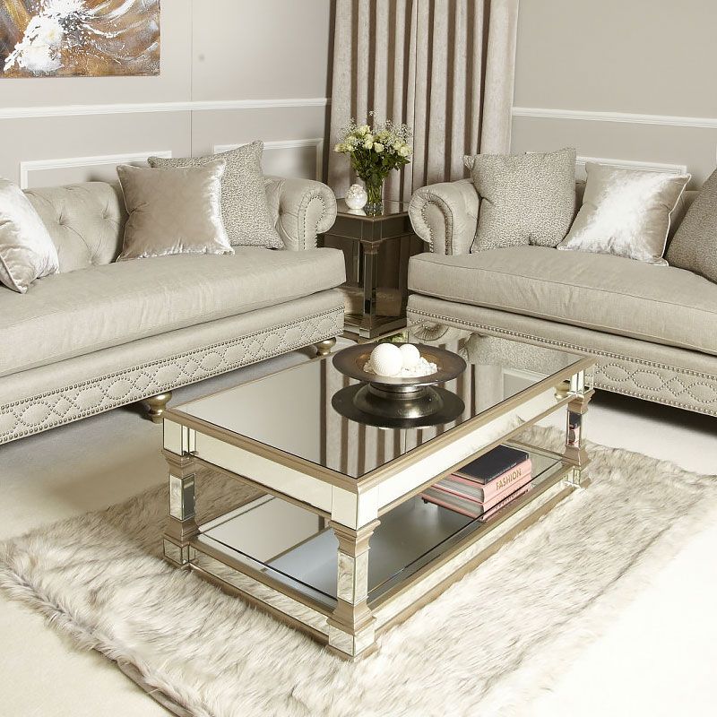 Athens Gold Mirrored Low Coffee Table | Picture Perfect Home Pertaining To Glass And Gold Coffee Tables (View 7 of 15)