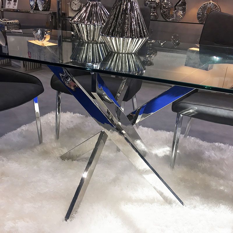 Aurelia Chrome And Glass Rectangular Dining Table 160cm Within Chrome And Glass Rectangular Coffee Tables (View 14 of 15)