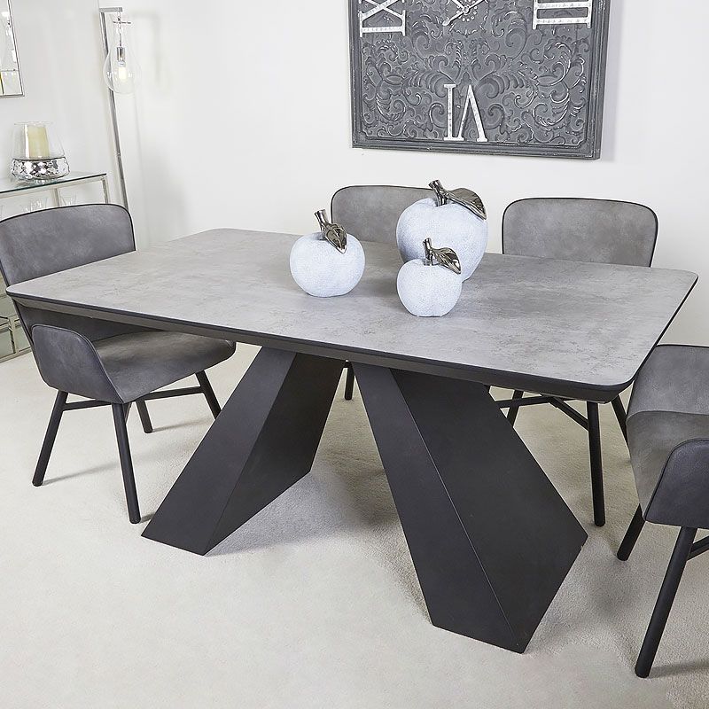 Axel Dining Table With Black Wooden Base And Grey Wood With Regard To Gray Wood Veneer Cocktail Tables (View 11 of 15)
