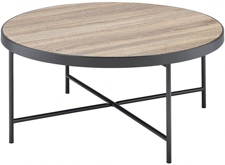 Bage Weathered Gray Oak And Metal Coffee Table Regarding Metal And Oak Coffee Tables (View 10 of 15)