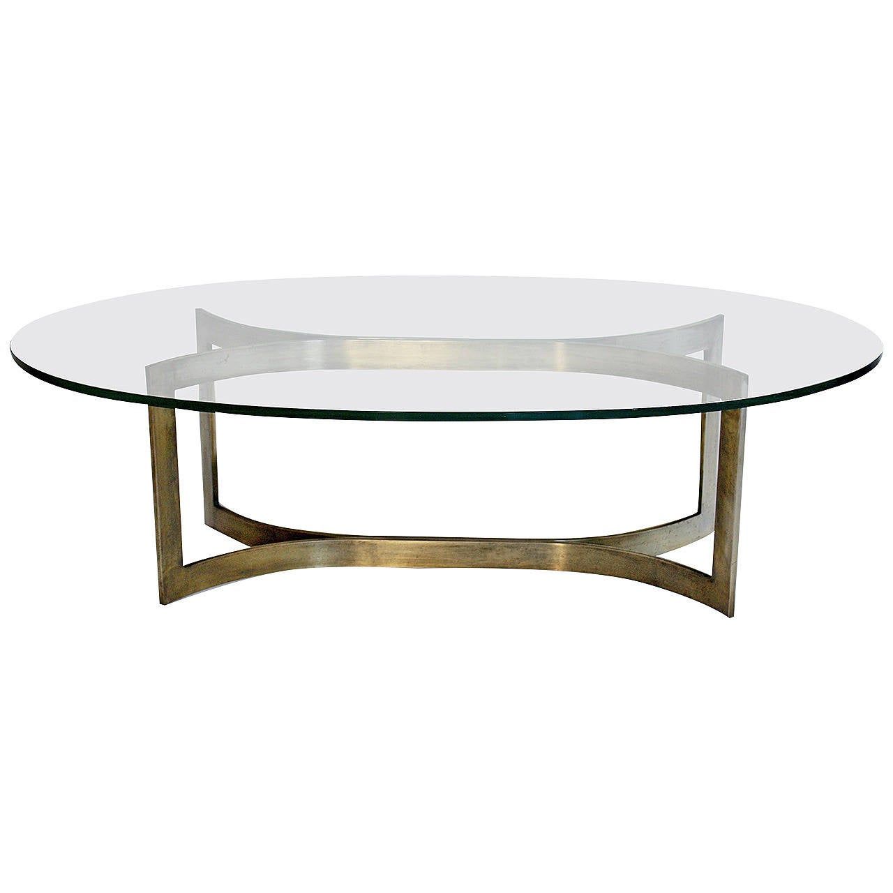 Baker Bronze And Glass Oval Cocktail Table At 1stdibs With Glass And Gold Oval Coffee Tables (View 13 of 15)