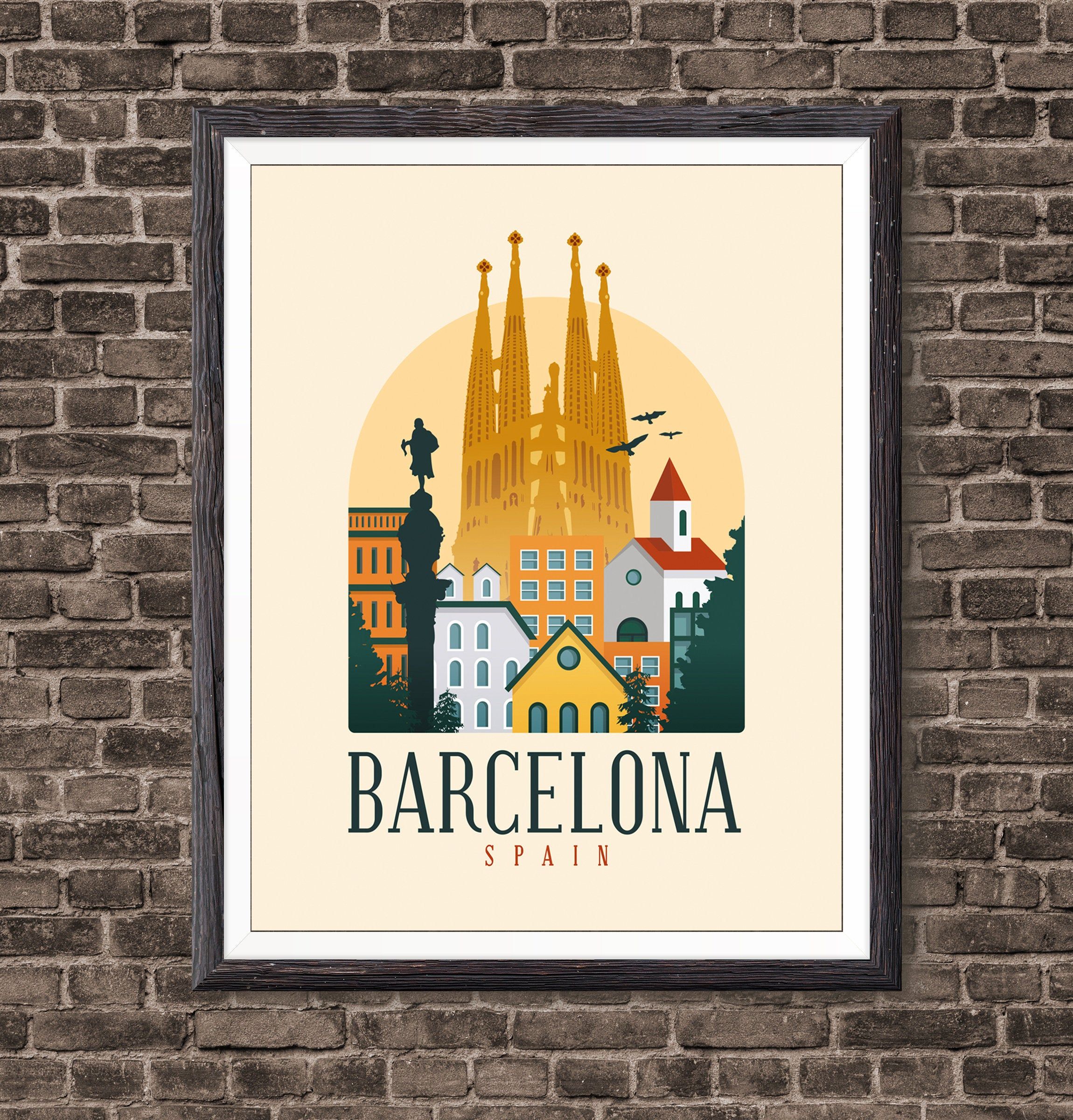 Barcelona Print – Cataluna Poster – Spain Poster – Travel Intended For Barcelona Framed Art Prints (Photo 1 of 15)