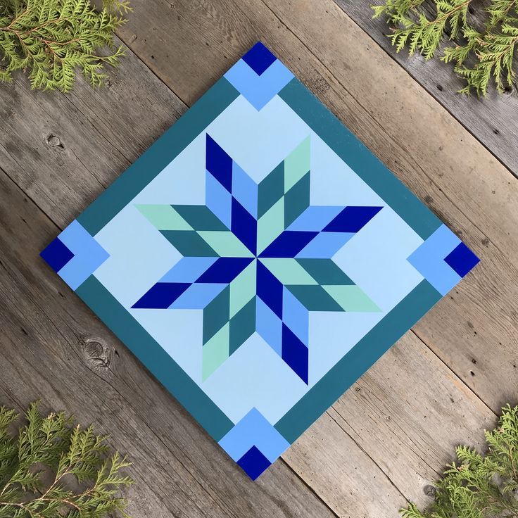 Barn Quilt Wall Art With Blue & Teal Colors. Geometric With Regard To Pattern Wall Art (Photo 8 of 15)