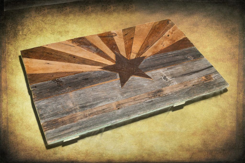 Barn Wood Arizona Flag, Handmade, Distressed Natural Wood Inside Retro Wood Wall Art (View 14 of 15)