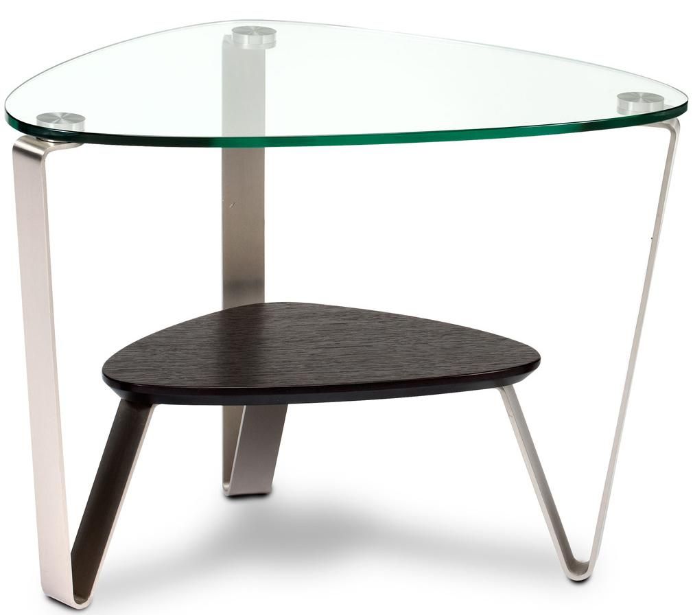 Bdi Dino Triangular End Table With Glass Top | Belfort In White Triangular Coffee Tables (View 10 of 15)
