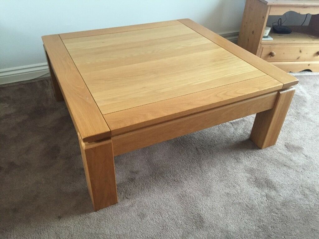 Beautiful 1m Square Solid Oak Coffee Table (View 4 of 15)