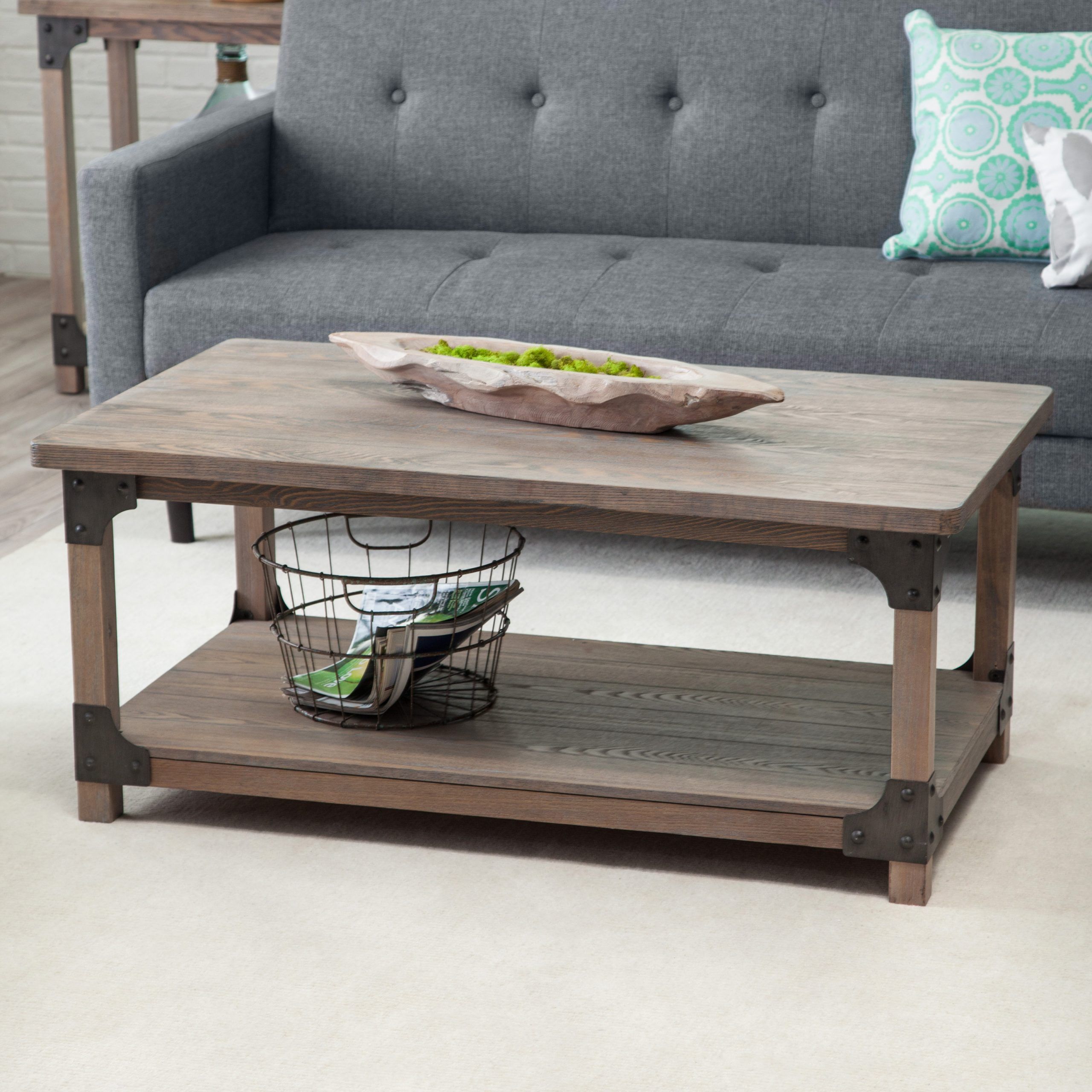 Belham Living Jamestown Rustic Coffee Table With Unique Intended For Gray Driftwood Storage Coffee Tables (View 7 of 15)