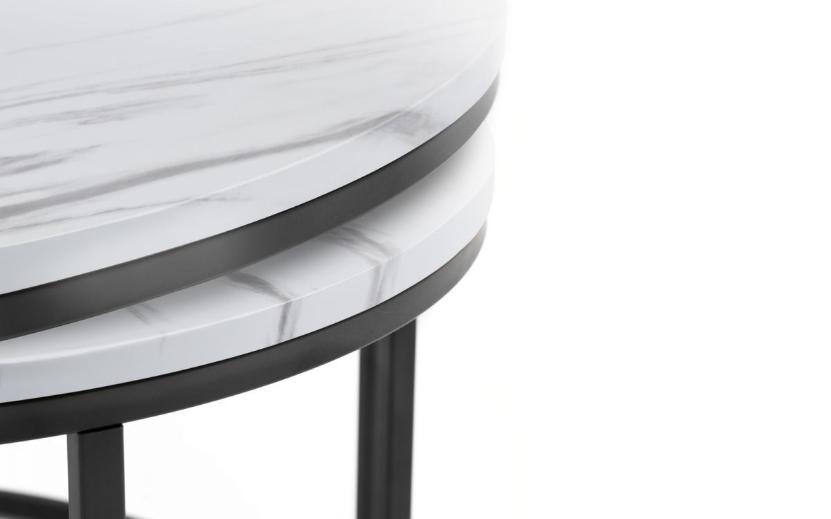 Bellini Round Nesting Coffee Table – White Marble Effect Throughout White Stone Coffee Tables (View 11 of 15)