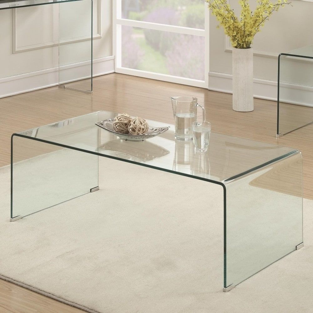 Benzara Contemporary Style Minimal Clear Glass Coffee Inside Glass And Pewter Coffee Tables (View 14 of 15)