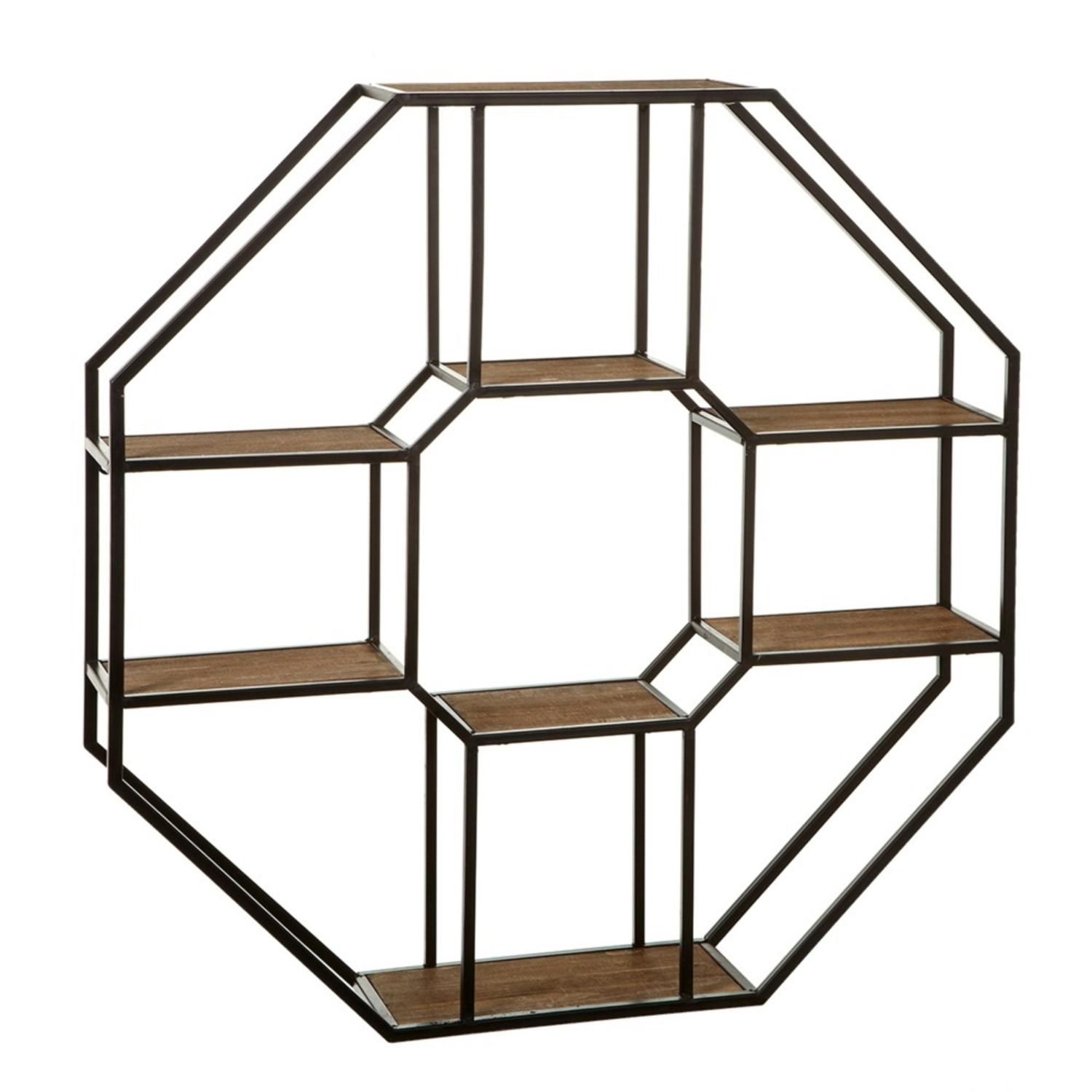Black And Brown Decorative Metal And Wood Hexagon Wall Inside Hexagons Wood Wall Art (View 10 of 15)