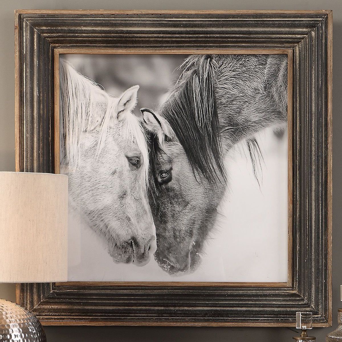 Black And White Horses Framed Print Throughout Lines Framed Art Prints (View 12 of 15)