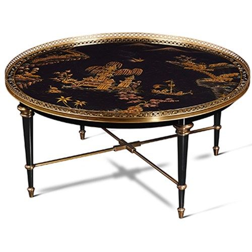 Black Chinoiserie Round Cocktail Table | Coffee Tables Regarding Dark Coffee Bean Cocktail Tables (View 15 of 15)