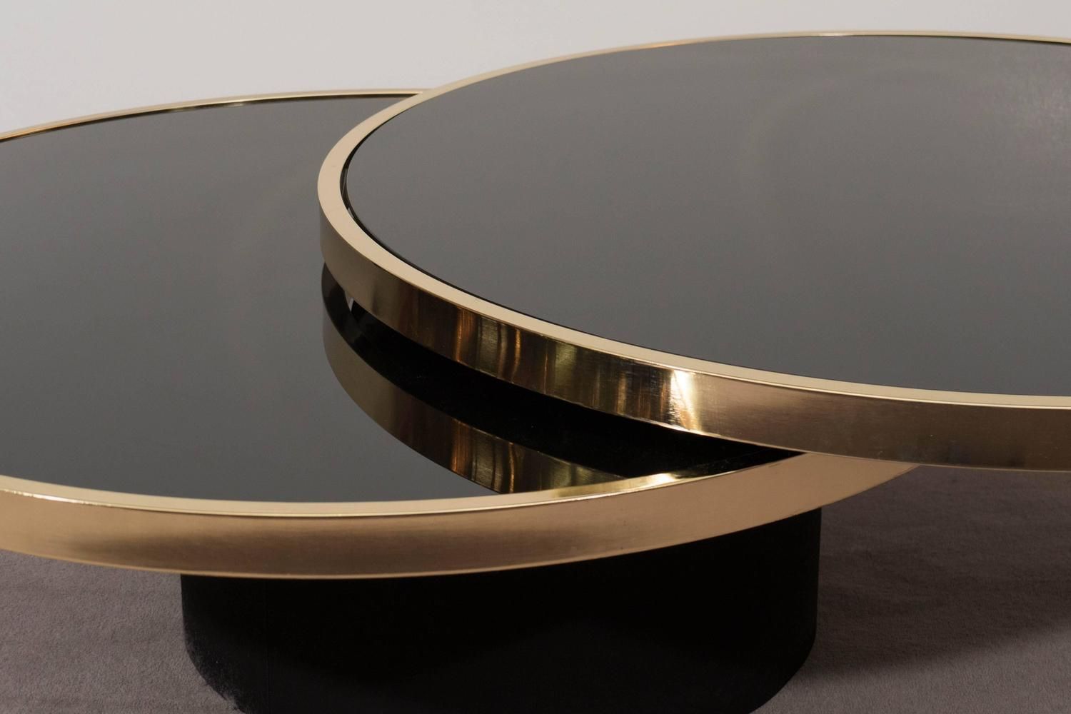 Black Glass And Brass Swivel Cocktail Tablethe Design In Natural And Black Cocktail Tables (View 12 of 15)