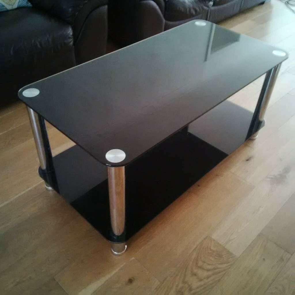 Black Glass And Chrome Coffee Table | In Egerton With Swan Black Coffee Tables (View 8 of 15)