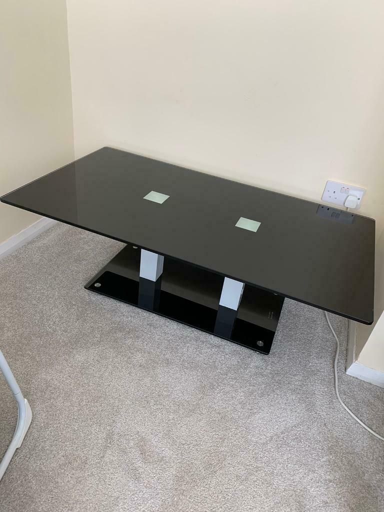 Black Glass Coffee Table (large) | In Romford, London In Swan Black Coffee Tables (View 4 of 15)