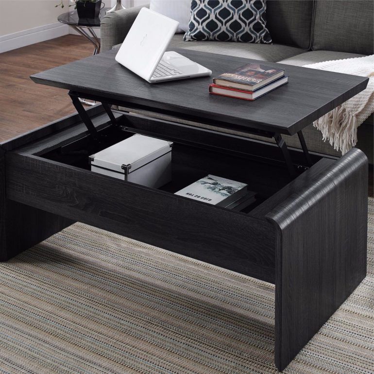 Black Lift Top Coffee Table With Storage | The Best Coffee Regarding Black Wood Storage Coffee Tables (View 14 of 15)