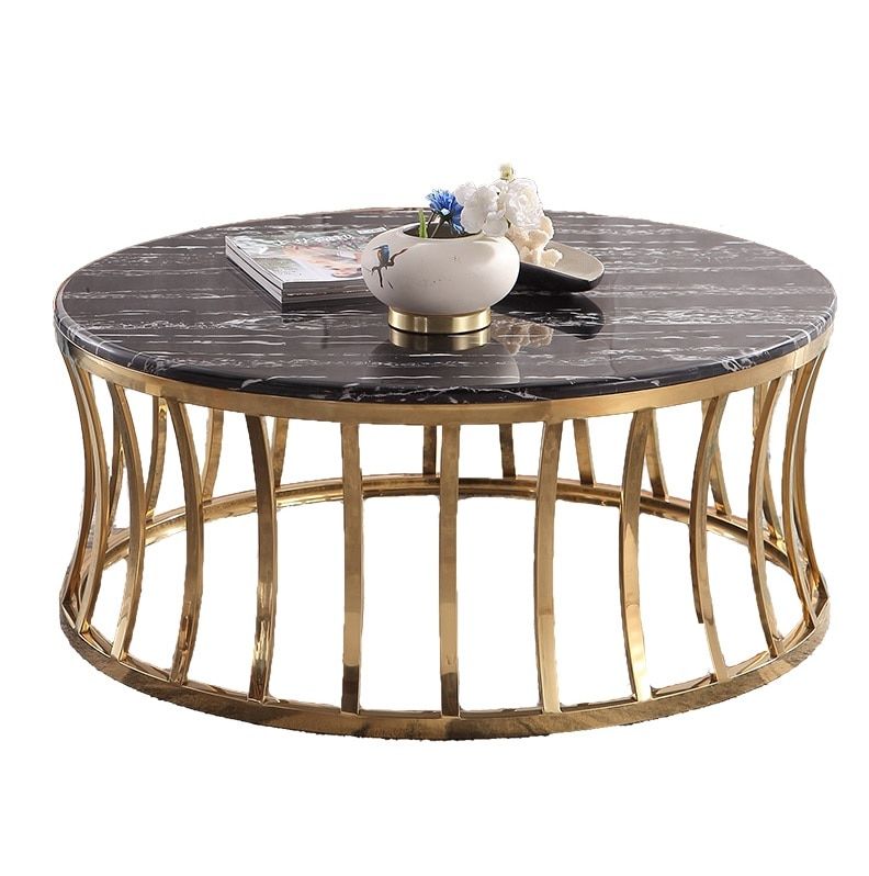 Black Marble Coffee Table With Chrome Gold Frame In Coffee Intended For Black And Gold Coffee Tables (View 8 of 15)