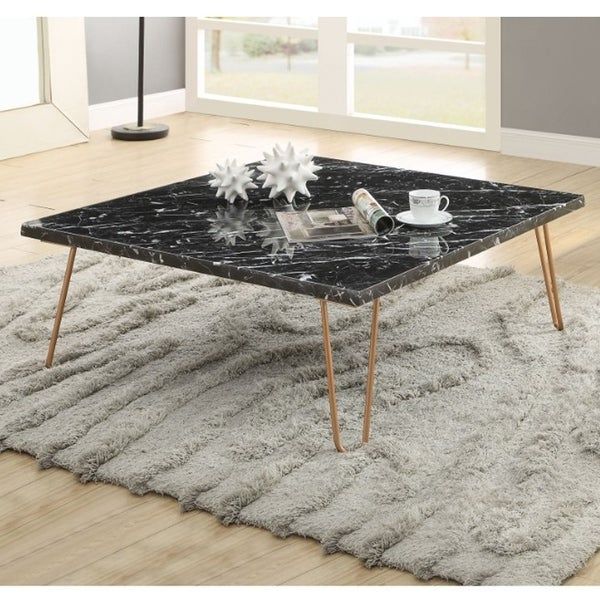 Black Marble Top Coffee Table With Metal Hairpin Style Within Black Metal And Marble Coffee Tables (View 13 of 15)