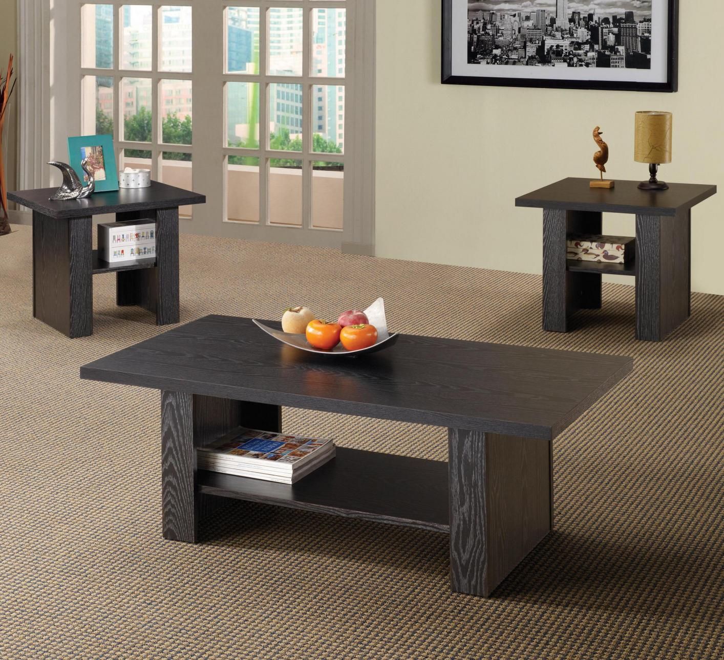 Black Wood Coffee Table Set – Steal A Sofa Furniture Regarding Swan Black Coffee Tables (View 15 of 15)