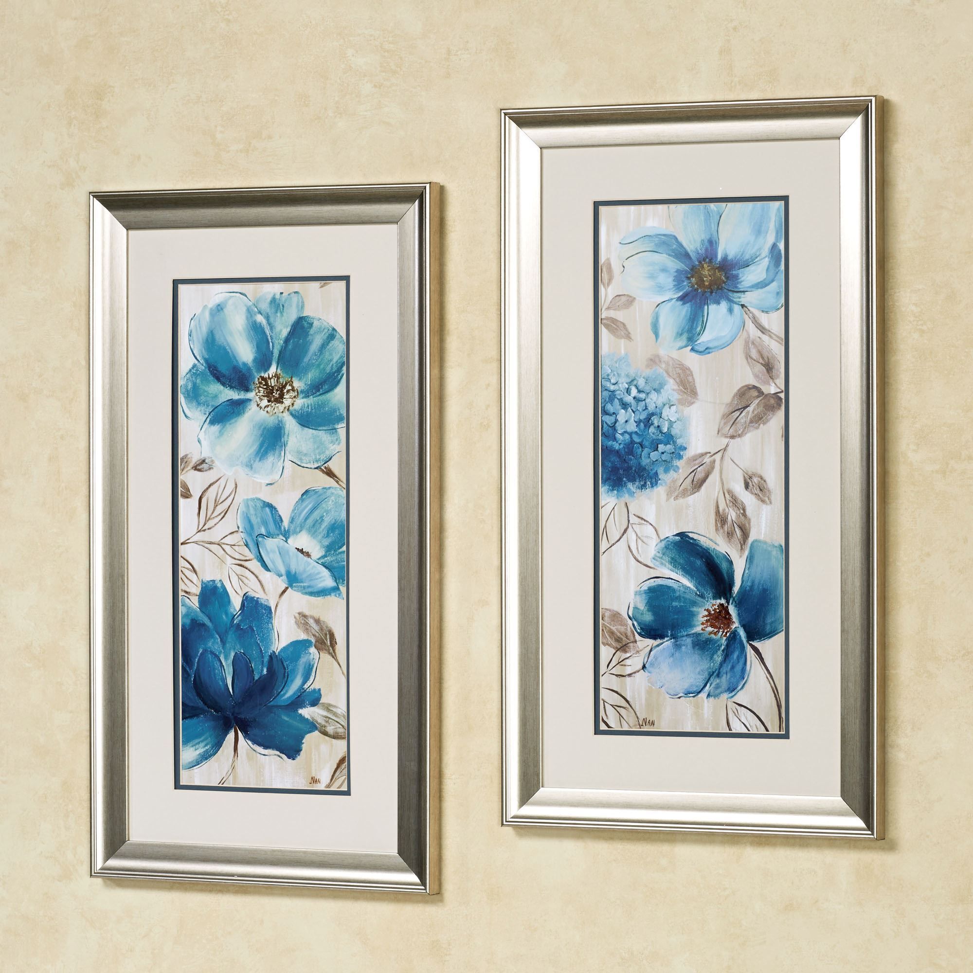 Blue Garden Floral Framed Wall Art Set In Sunshine Framed Art Prints (View 6 of 15)