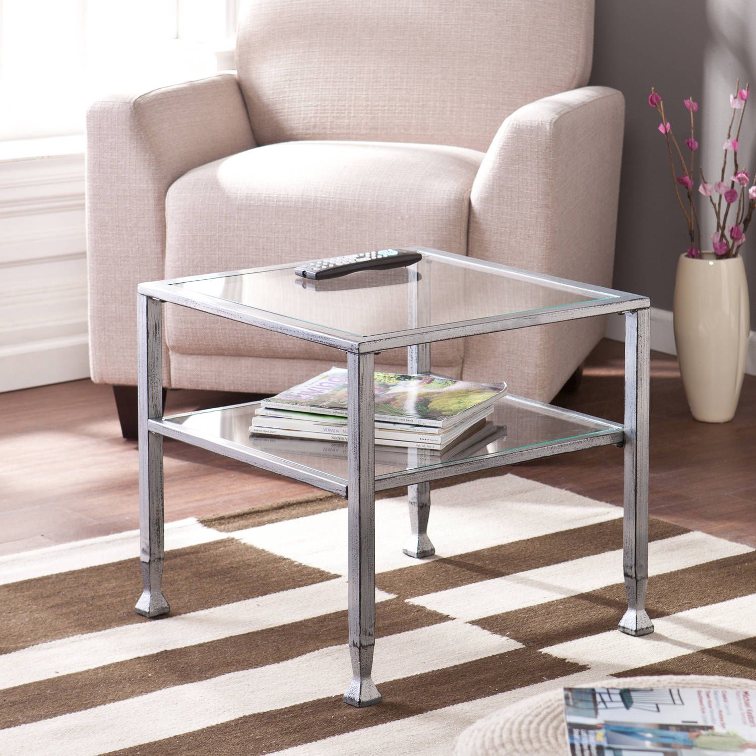 Blundell Metal/glass Cocktail Table, Silver With Black Within Black Metal Cocktail Tables (View 4 of 15)
