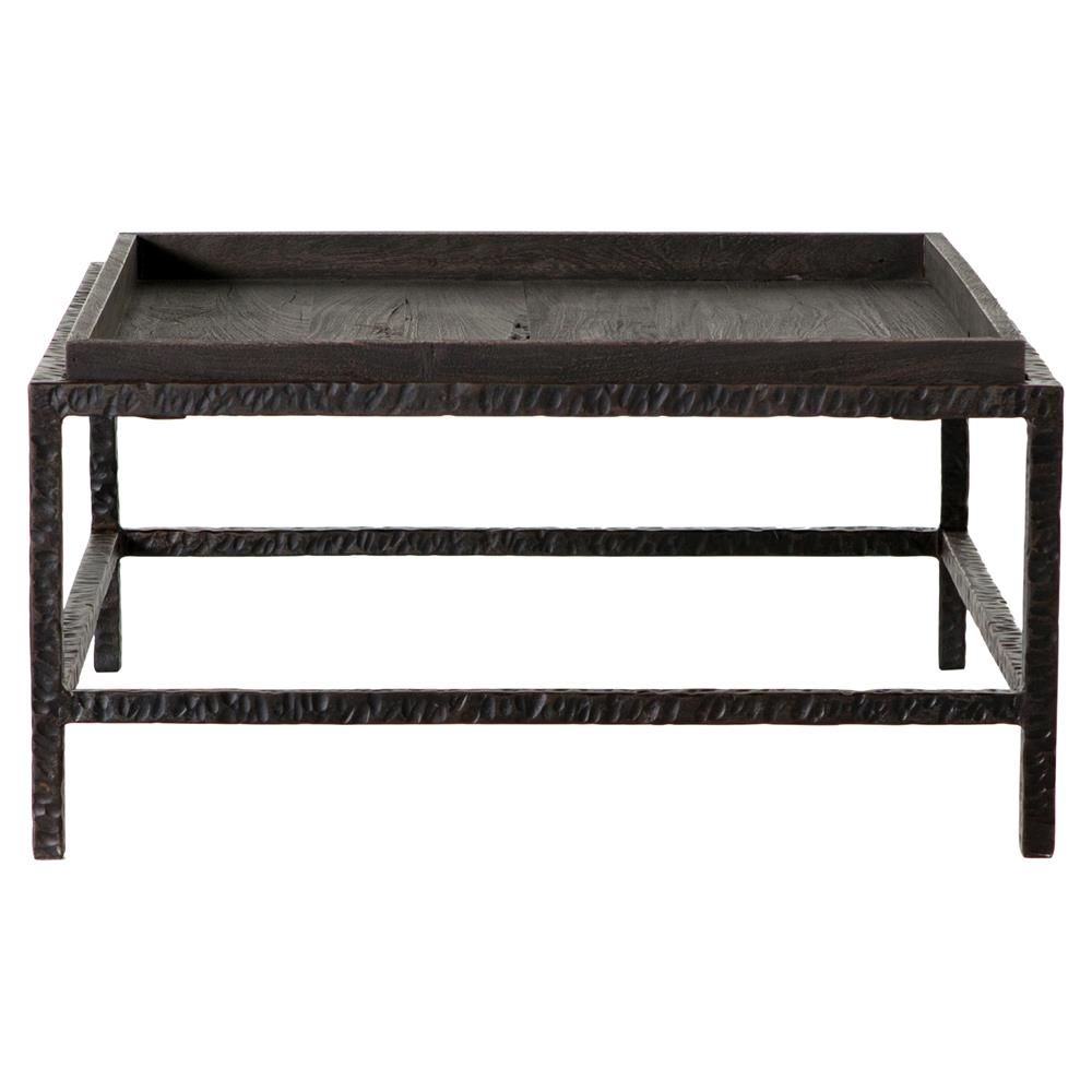 Bonner Industrial Loft Dark Grey Wood Square Iron Bunching In Smoke Gray Wood Square Coffee Tables (View 14 of 15)