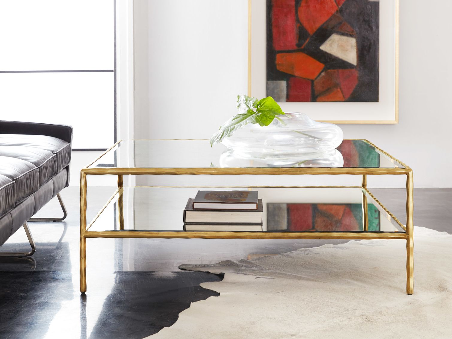 Brooks Square Gold Leaf Coffee Table – Mecox Gardens With Glass And Gold Coffee Tables (View 11 of 15)