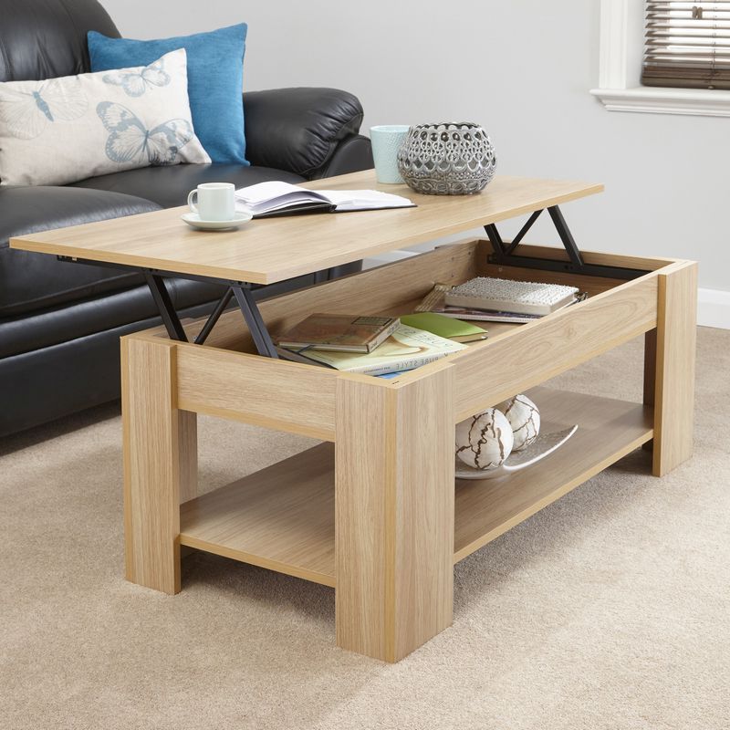 Buy Harper Lift Up Coffee Table Oak Style 1 Shelf – Online With 1 Shelf Coffee Tables (View 1 of 15)