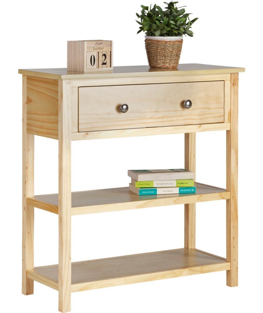Buy Rustic Wooden 1 Drawer 2 Shelf Console Table – Solid Regarding 2 Shelf Coffee Tables (View 2 of 15)