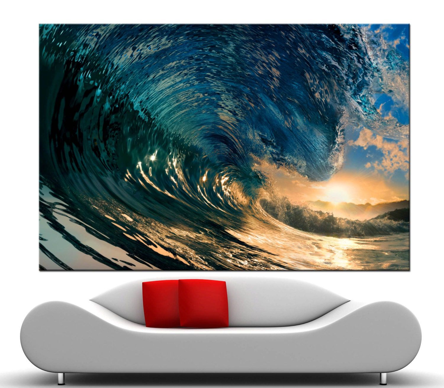 Canvas Monster Wave Ocean Wall Art Canvas Giclee Print For Wave Wall Art (View 4 of 15)