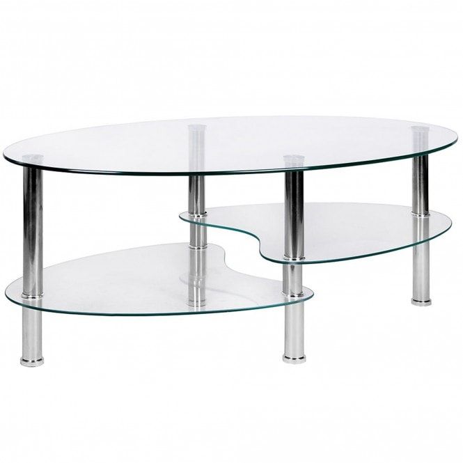 Cara Oval Clear Glass Coffee Table | Dining | Glass Furniture Regarding Clear Coffee Tables (View 7 of 15)