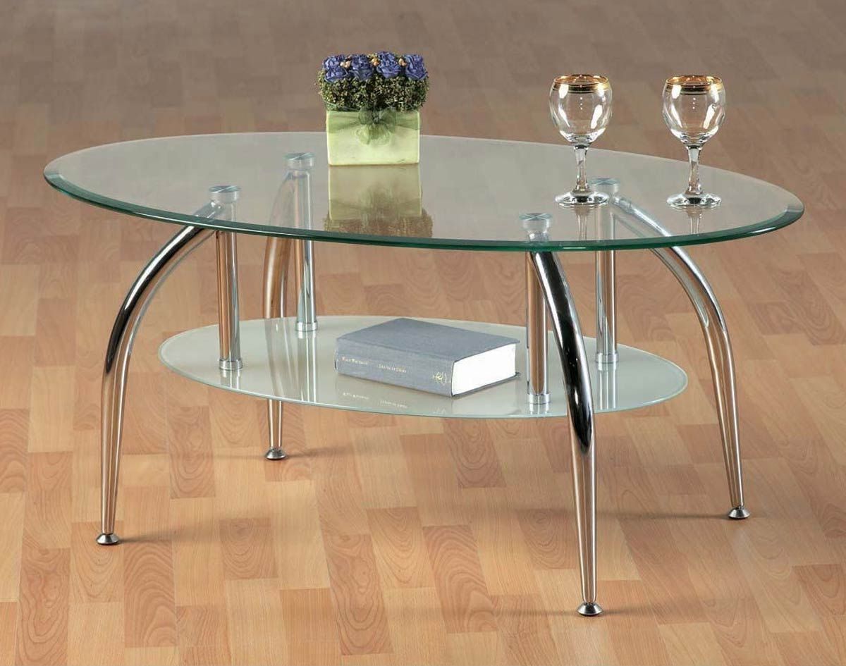 Caravelle Clear Glass Coffee Table With Chrome Legs In Clear Glass Top Cocktail Tables (View 6 of 15)