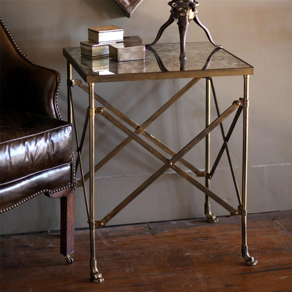 Cassandra Modern Classic Antique Mirror Top Gold Metal In Gold And Mirror Modern Cube End Tables (View 1 of 15)