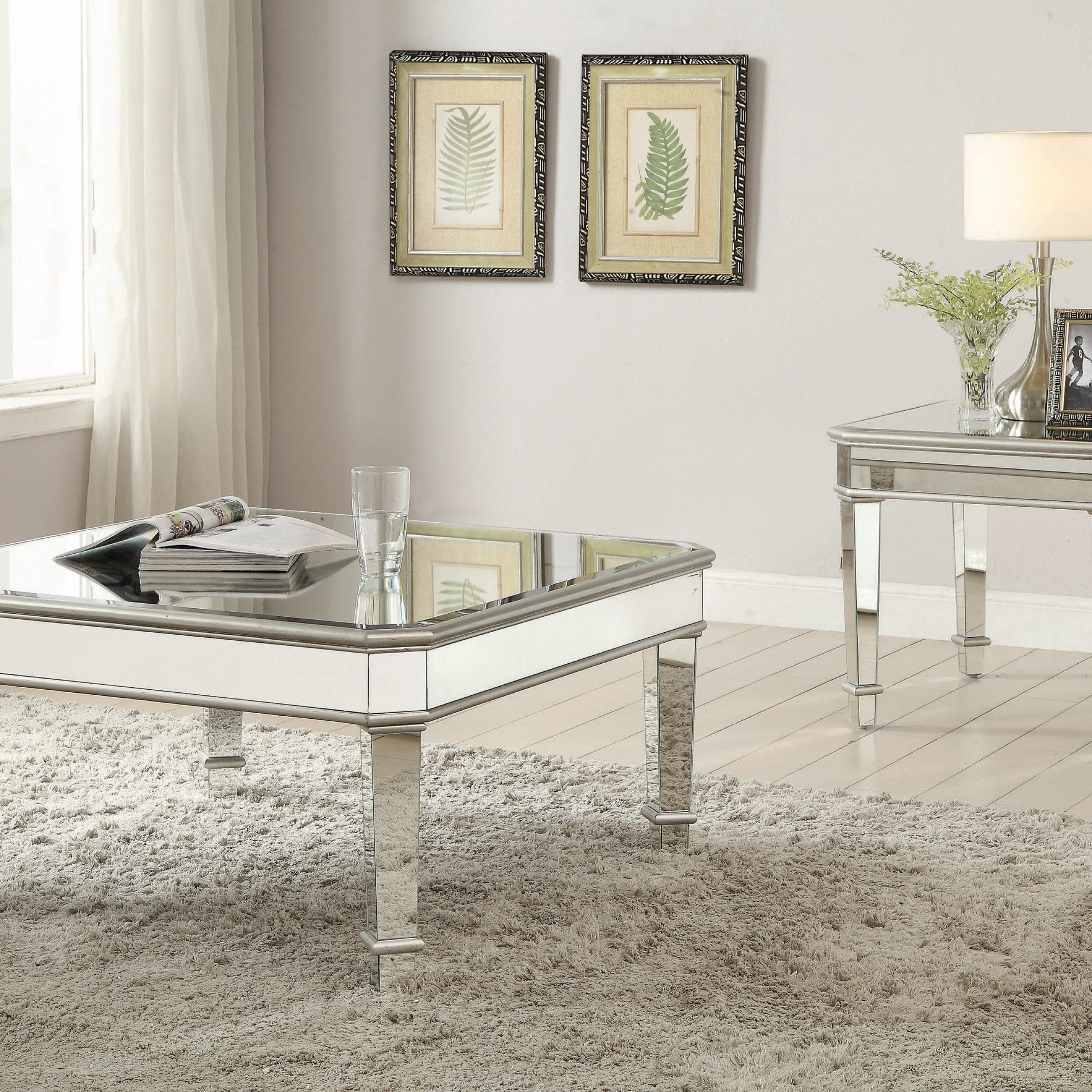 Cassandra Square Beveled Top Coffee Table Silver – Coaster With Silver And Acrylic Coffee Tables (View 4 of 15)